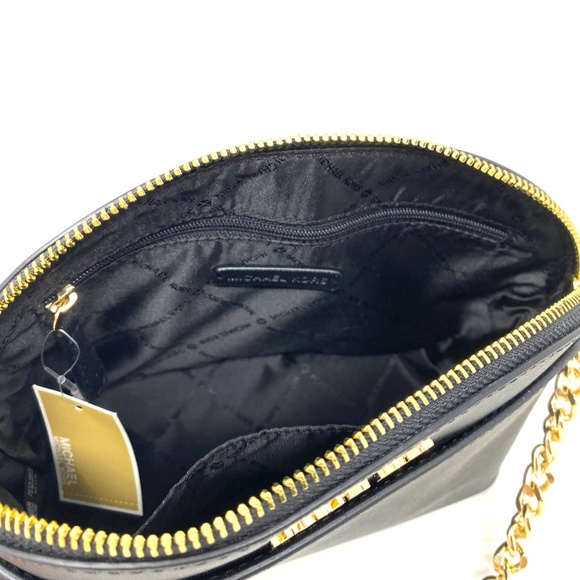 MICHAEL KORS Jet Set Travel Medium Dome Crossbody Black Leather 35S9GTVC2L - Picture 4 of 5